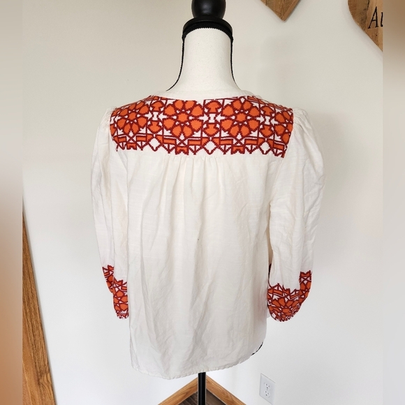 Knox Rose Cream And Orange Boho Patterned Shirt *Read Size* - Picture 3 of 4